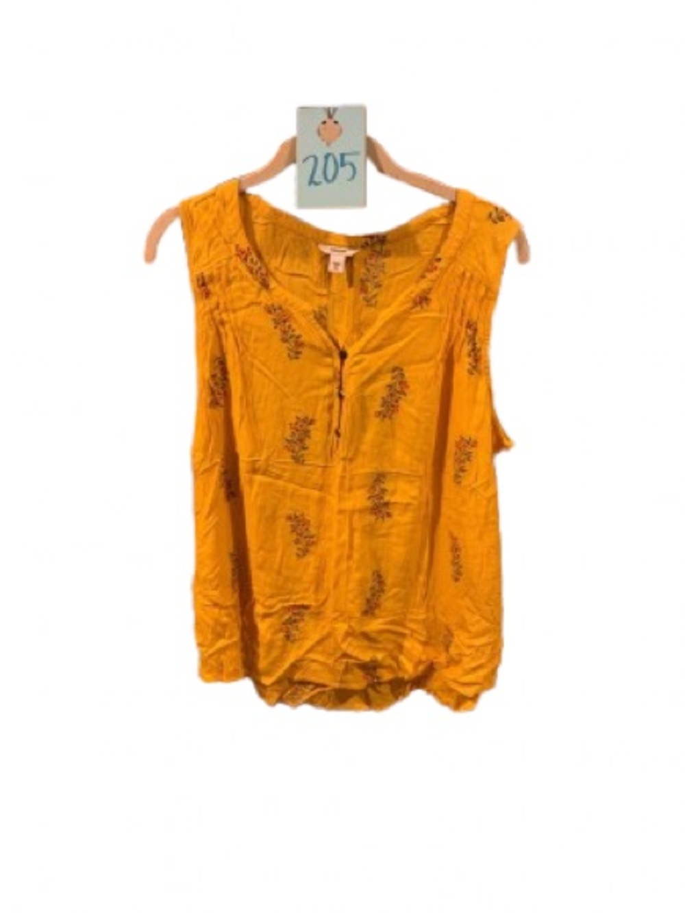 Sonoma Goods for Life Mustard Yellow Floral Sleeveless Blouse- Boho Peasant Top